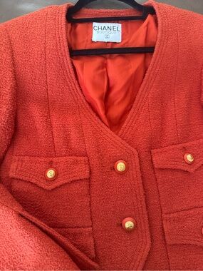Chanel brick Bouclé Jacket with Gold Buttons